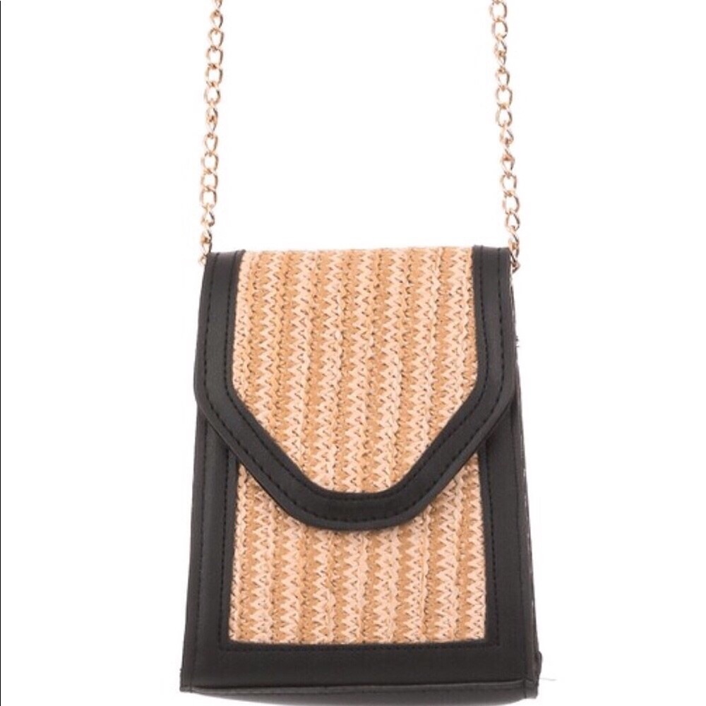 LAST 1️⃣ Straw Crossbody w Vegan Leather Accents - Picture 2 of 6